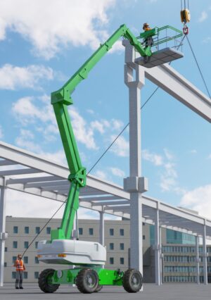 Montieren von Betonfertigteilen mithilfe einer Arbeitsbühne