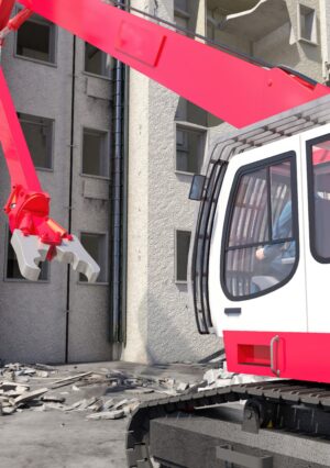 Schutzgitter am Bagger