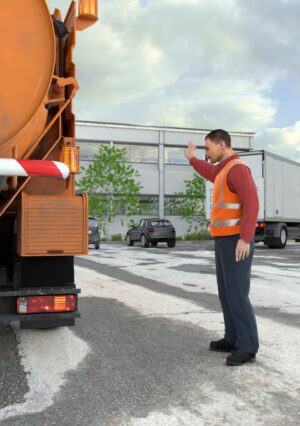 Warnkleidung bei Einweisung eines LKWs