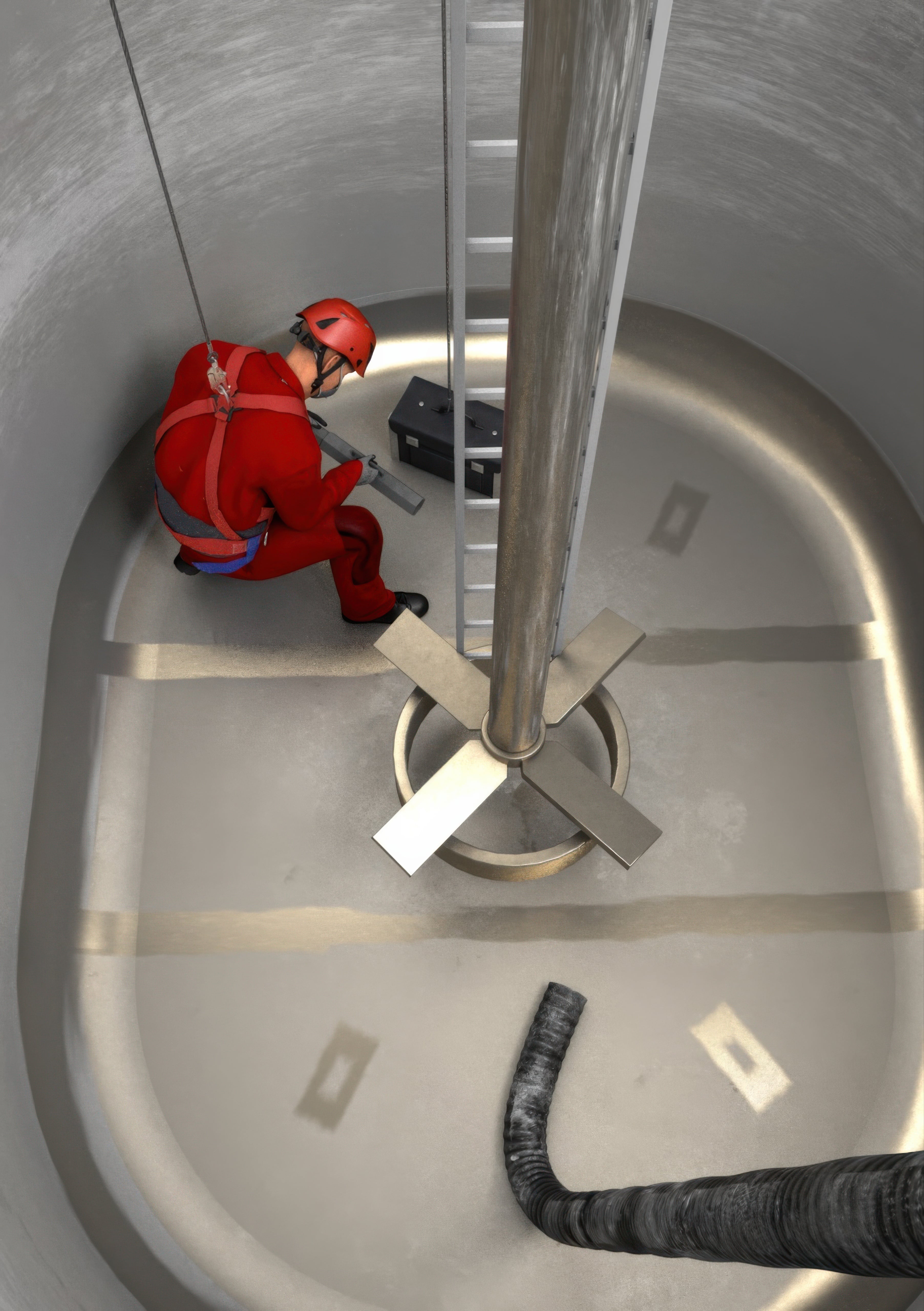 Reperaturarbeiten an Silo